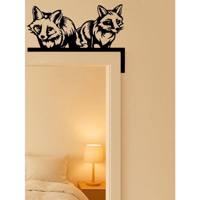 Stylish Fox Silhouette Metal Wall Art Laser Cut Iron Branch Decor for Living Room Office