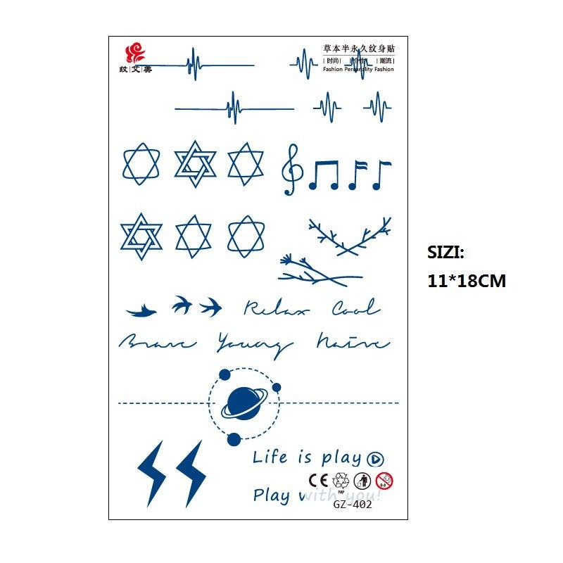 Herbal Juice Long-Lasting Non-Reflective Tattoo Sticker Gradual Change Non-Reflective Gz Series Keep For 15 Days