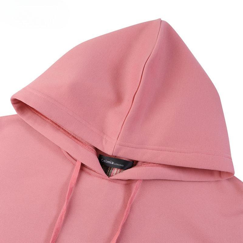 Celmia Autumn Women Plaid Long Sleeved Patchwork Casual Loose Hoodies Sweatshirts