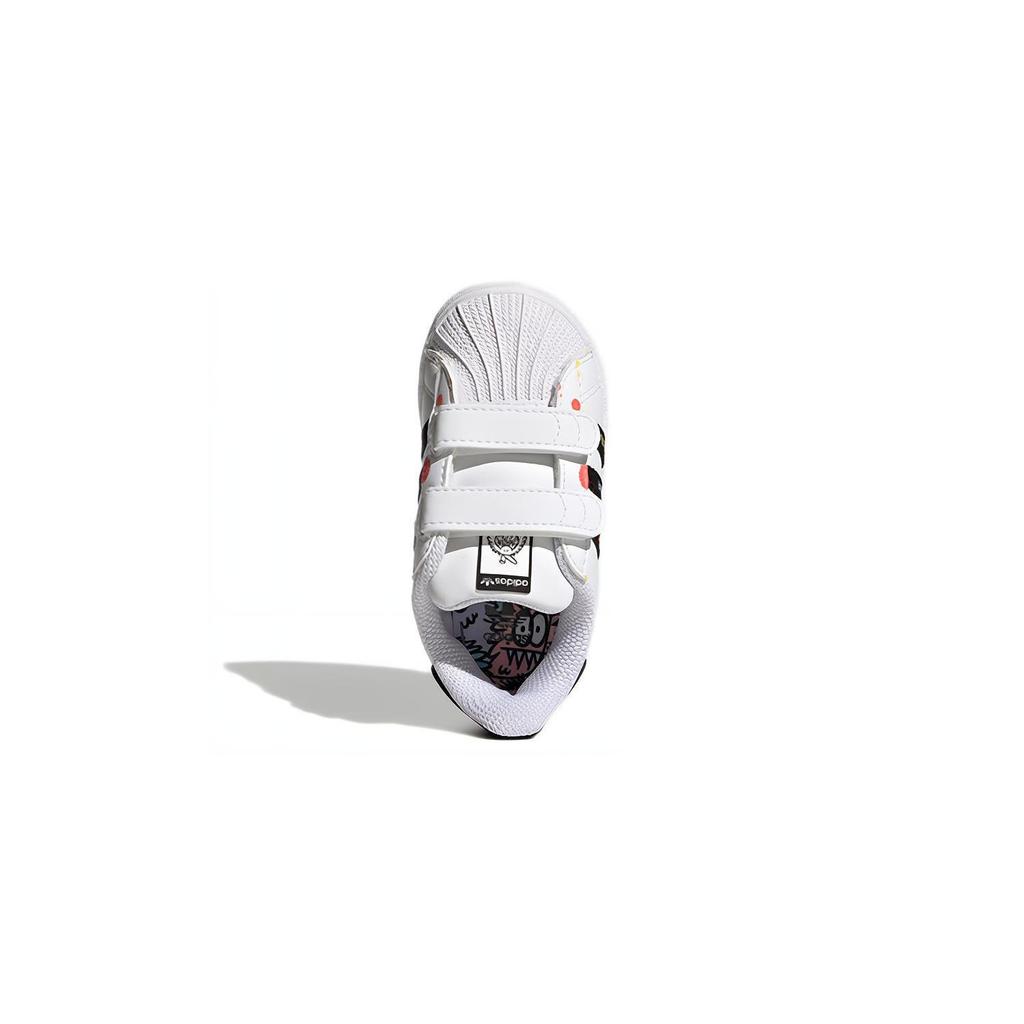 Adidas Originals Superstar Cf I Hook and loop Abrasion Resistant Low top Skateboard Shoes White Black Blue H05269