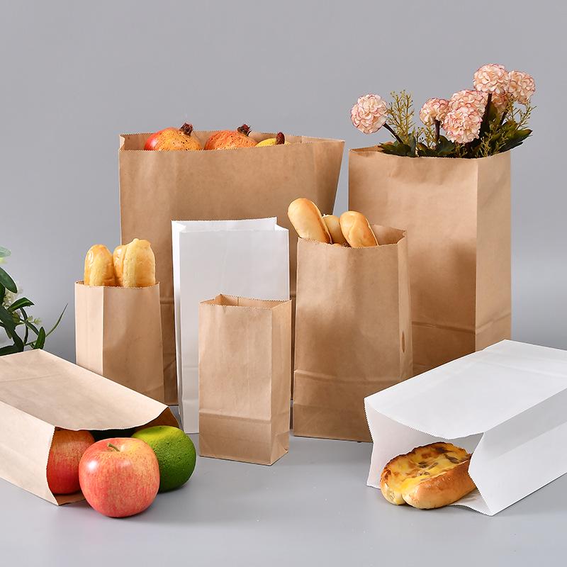 Oilproof Kraft Paper Bread Bag with Custom Logo Printing
