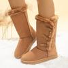 Fashion 2025 Mid-Calf Women's Boots Fashion Slip-on Round Toe Daily Winter Plus Velvet Keep Warm Plus Size Turned-over Edge Snow Boots