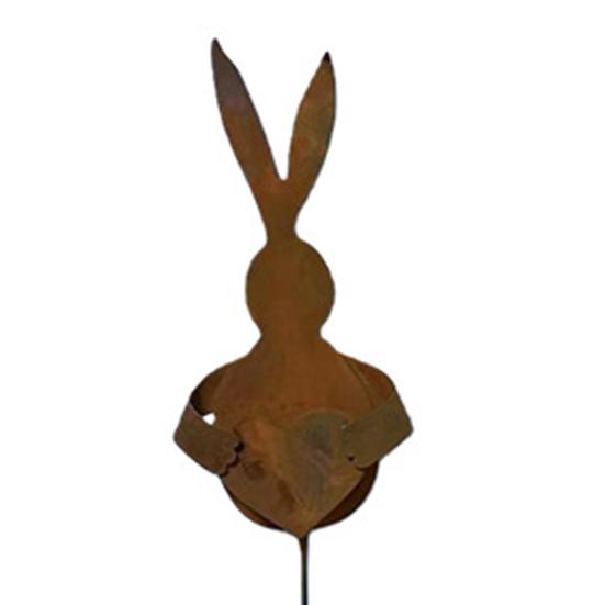 1/2Pcs Easter Bunny Planter Decoration Outdoor Patio Pathway Rusty Yard Lawn Garden Stake Metal Rabbit Flowerpot