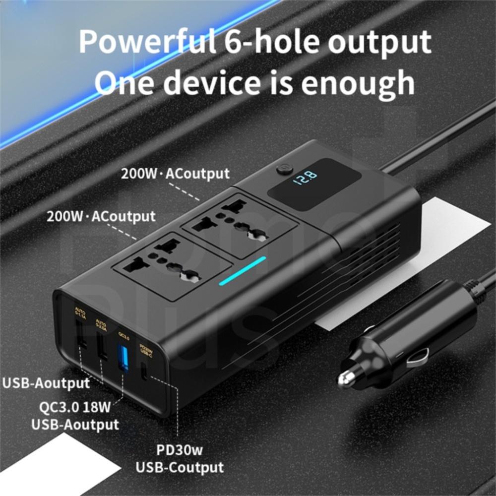 200W Car Inverter Fast Charging Automotive Charger Inverter Universal Power Adapter  for Vehicles
