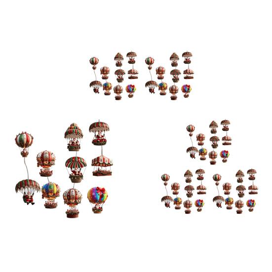 Vánoční dekorace horkovzdušného balónu Dřevěný 2D plochý Santa Claus v horkovzdušném balónu Přívěsek pro sváteční výlohu zeď domácí dekoraci