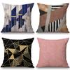 Vintage European Black Pink Yellow Geometric Sofa Throw Pillow Case Diamond Stone Triangles Decoration Cushion Cover Cojines