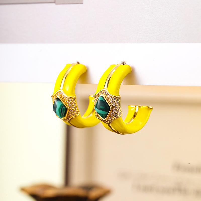 High-End Chinese Water Drop Enamel Earrings - Luxurious Long Silver Needle, Trendy Ancient Style for Women