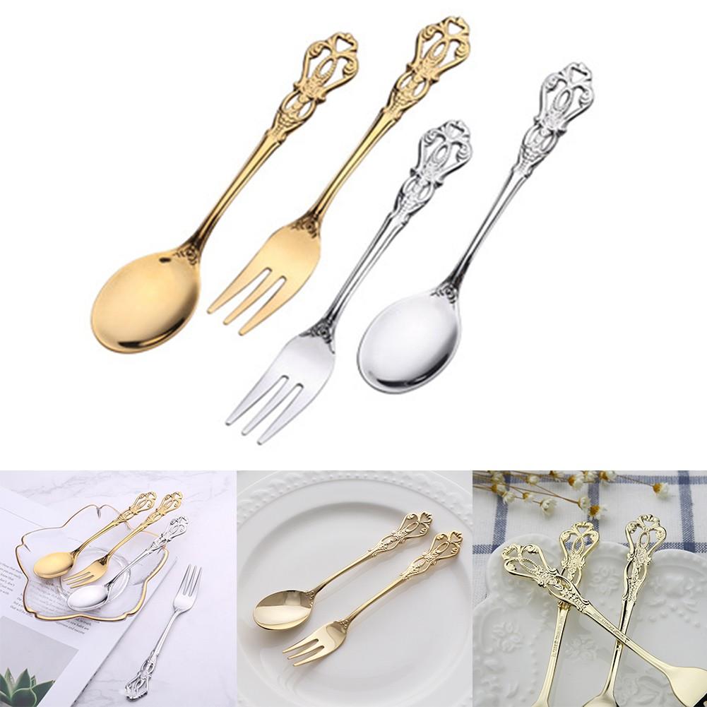 2pcs/set Spoon Charm Coffee Creative Embossed Fruit