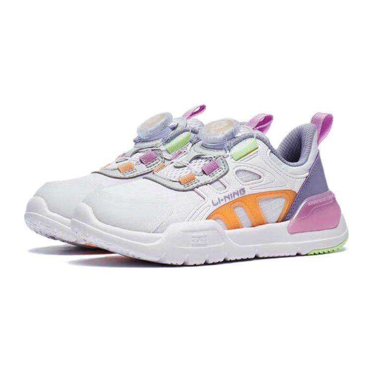 Li Ning Comfortable Casual Non-Slip Wear-Resistant Kids Casual Shoes Kids Shoes White Purple YKNT076-4