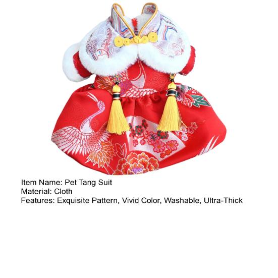 Pet Tang Suit Tassel Design Vibrant Color Button Closure Exquisite Pattern Friendly to Skin Keep Warm Cloth Thickened Cat Dog Fleece