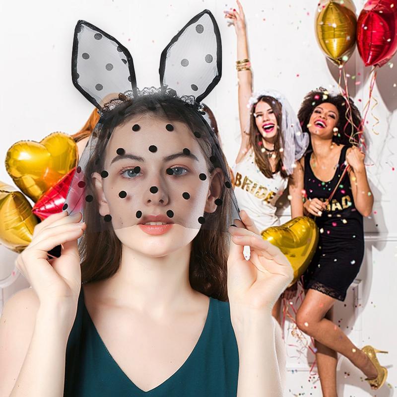 

1pc Sweet Ears Dot Mesh Hair Accessories Lace Sexy Polka dots Hairband Vintage Elegant Fashion