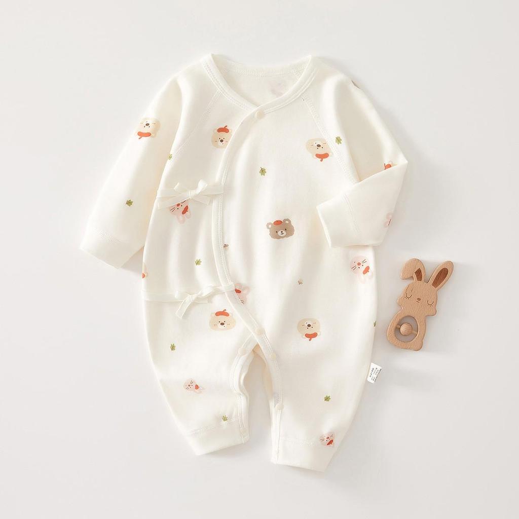 Neugeborenen Strampler aus reiner Baumwolle mit Schmetterlingsmotiv - Vier Jahreszeiten, Knochenloser Jumpsuit für Frühling & Herbst