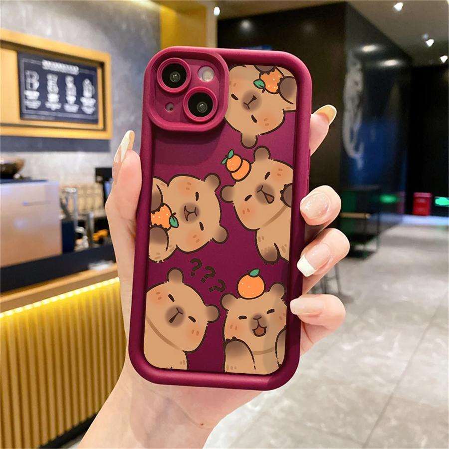 Cartoon Cute Capybara Case for iPhone 12 Mini 14 XS XR 13 Pro MAX 15 Plus 11 16 Plus 14 Pro 11 16e Soft TPU