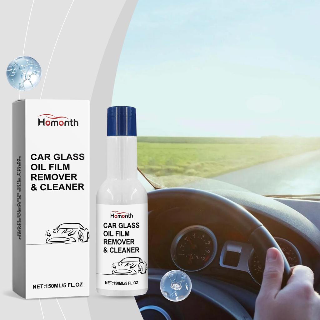 Homonth Automotive Glass Oil Film Remover/Windshield Stain Remover/Car Glass Oil Film Remover/Windshield Rain and Water Repellent Cleaner 150ml