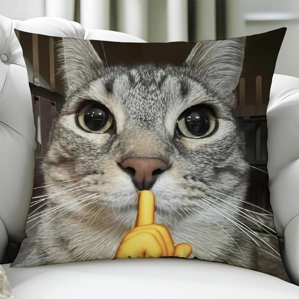Cat Funny Meme cushion cover Birthday Anniversary Gifts Double Sided Printed Zipper Cushion Cover Soft Skin Bedding