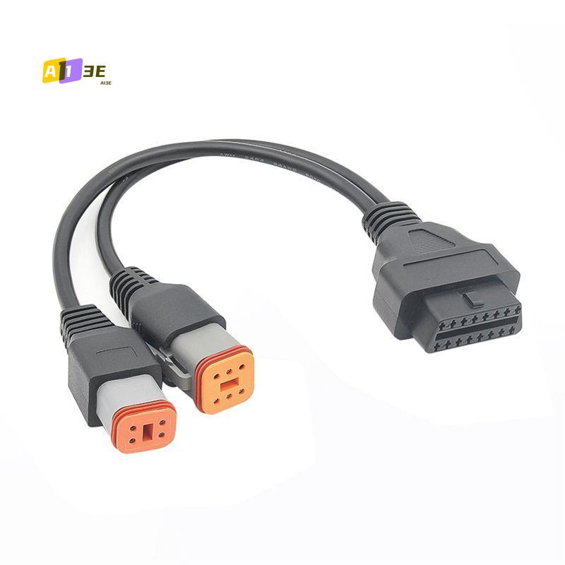 A03E-OBD2 Cable For 4Pin+6Pin 2 In 1 Motorcycle OBD Scanner Adapter, Motorcycle Diagnostic Tool 16 Pin To 4 Pin 6 Pin
