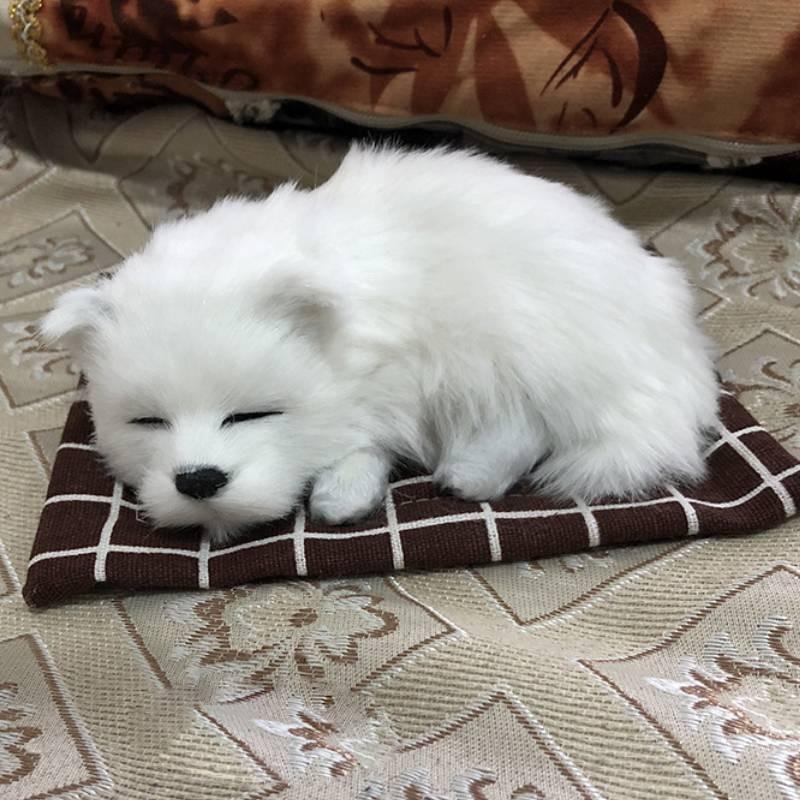Dog Plush Sleep Toy Model Ornament Make Sound Lifelike Simulation Doll Gift