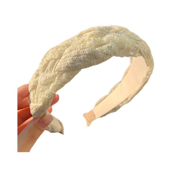 

Wide-brimmed Headband Organza Satin Twist Women Hair Hoop Design High Volume Face Shaping Hair Accessory бежевый