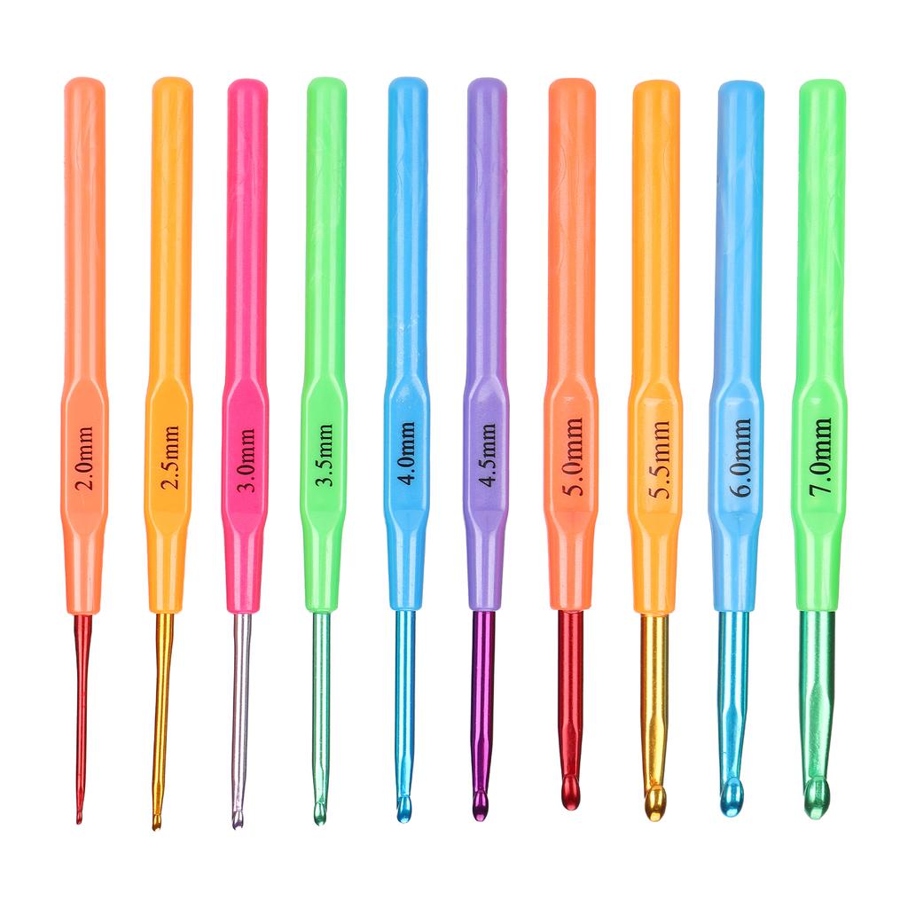 10Pcs Crochet Hooks Colorful Plastic Knitting Needles Kits Weaving Tools for DIY Socks Heats