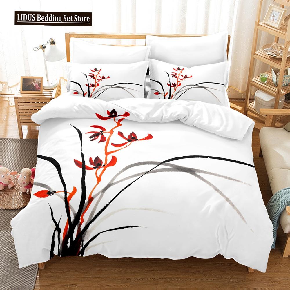 Flowers Bedding Set Colourful Flower Plant Duvet Cover Set King Queen Full Size For Kids Women Girls Polyester Comforter Cover