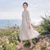 Women's 100% Mulberry Silk Lace Embroidered A-Line Dress