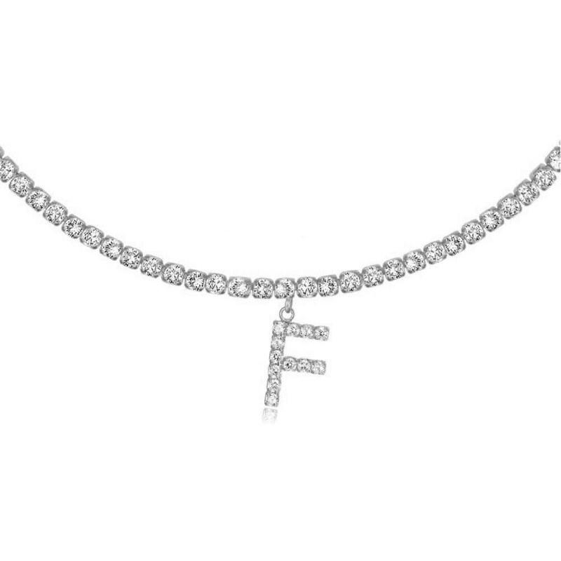 26 English Letters Rhinestone Necklace for Women Ladies Fashion Clavicle Chain