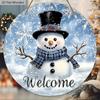 Rustic Christmas Wooden Sign with Adorable Snowman Pattern - Navidad Welcome Sign for Front Door, Wall Hanging Decor - Ideal Christmas Decoration