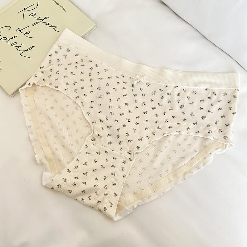 Girls Sweet Little Floral Cotton Crotch Briefs Panties