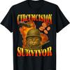 Circumcision Survivor Funny Vintage War Meme Cat Humor T-Shirt