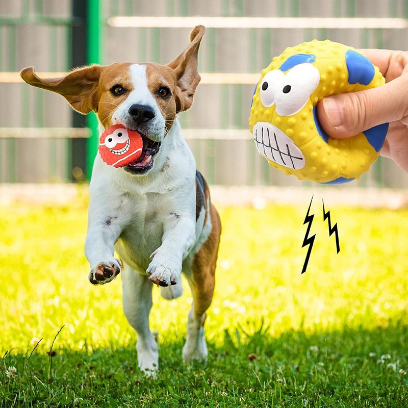 Squeaky Dog Ball Latex Rubber Dog Squeak Chew Toys Soft Bouncy Fetch Sports Balls for Medium Small Pets Interactive Play