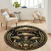 Fashion Golden Mushroom Pattern Round Rug, Non-Slip Washable Anti-Shedding Carpet for Living Room Bedroom Office Decor
