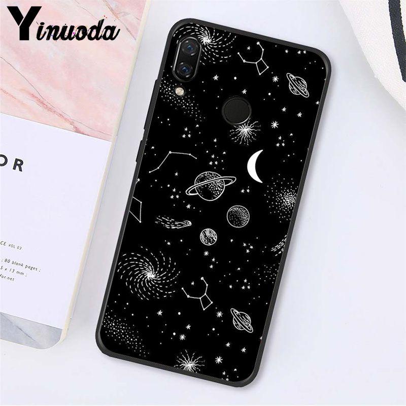 Yinuoda schwarz weiß Mond Sterne Weltraum Mädchen Reise Flugzeug Handyhülle für Xiaomi Redmi Note 7 8T Redmi 5plus 6A Note8 4X Note8Pro