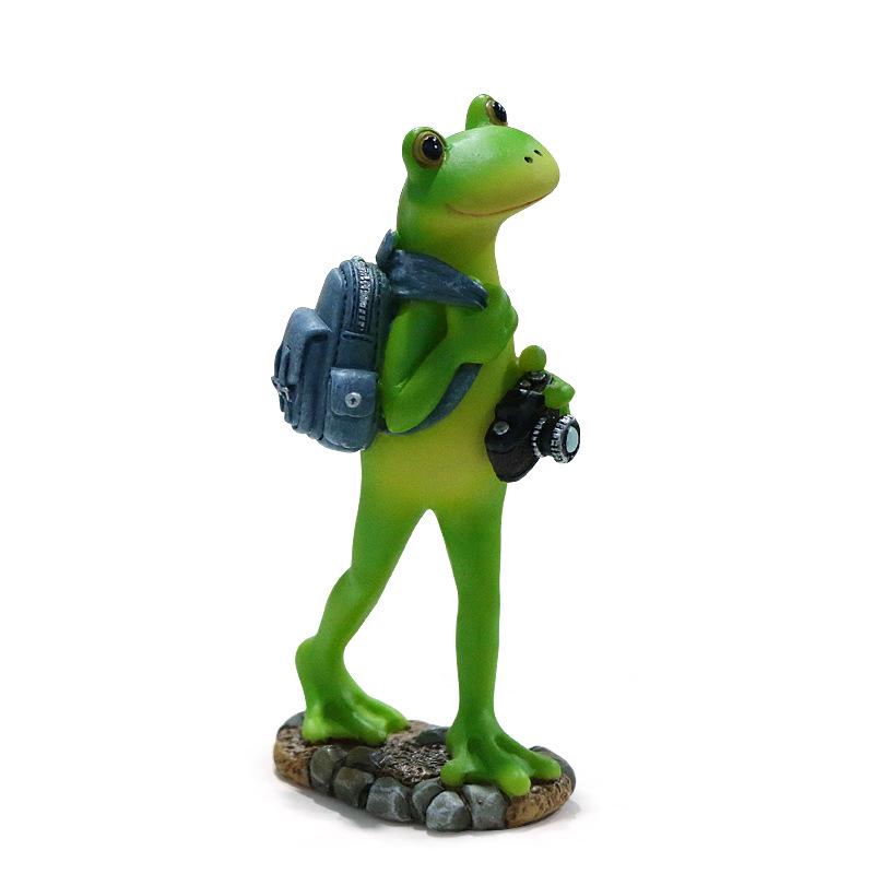 Travel Frog Zen Ornament - Resin Decor Gift for Office and Home