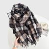 Retro new plaid scarf women's autumn and winter versatile warm thickened imitation cashmere shawl scarf dual-purpose