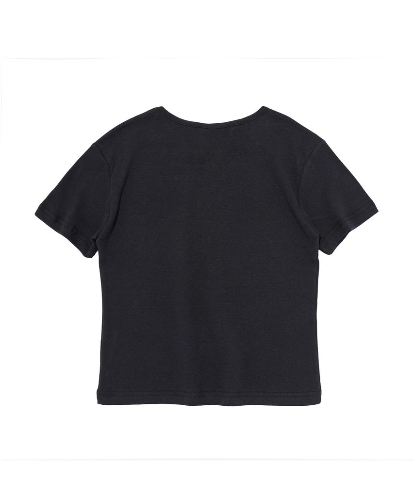 TAILOR STUDIO Campus Check Tailor Crop Short Sleeve Tee (Charcoal)