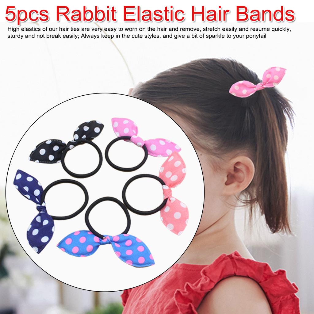 5pcs Fashion Rabbit Elastic Hair Bands Hair Accessories For Girls
