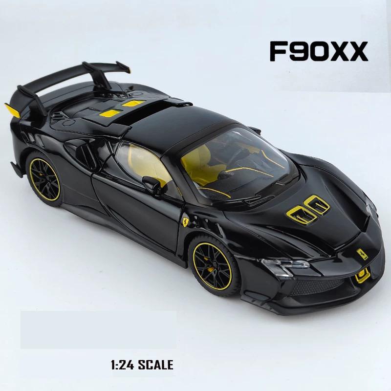 1/24 Ferrari SF90 SF90XX Alloy Sports Car Model Diecasts Metal Racing Vehicles Car Model Simulation Sound Light Collection Kids Toy Gift