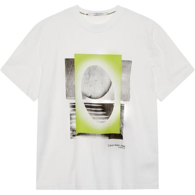 Loose Photo Print Crew Neck Short Sleeve T-Shirt Men Tops Bright-White J325199-YAF