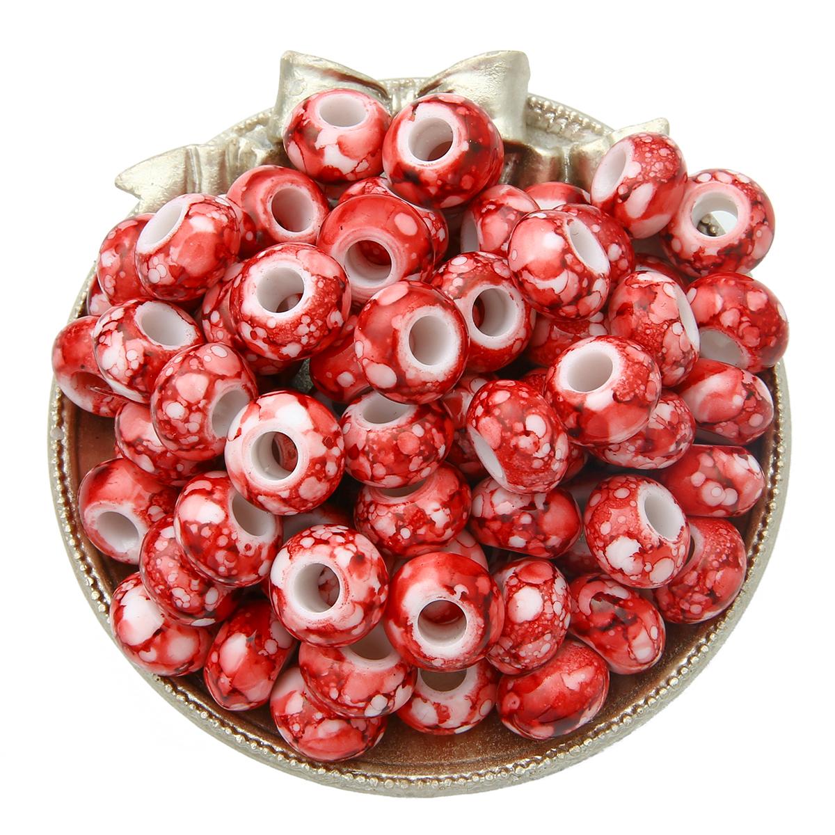 

30 шт. 15x9 мм акриловые бусины в форме цветка с большим отверстием, сплюснутые бусины в форме колеса, свободные бусины-разделители для изготовления ювелирных изделий красный