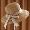 Korean Style Cotton Beach Hat For Women With Wide Brim And Adjustable Fit