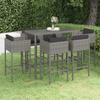 7 Pcs Garden Bar Set and Cushions Woven Resin