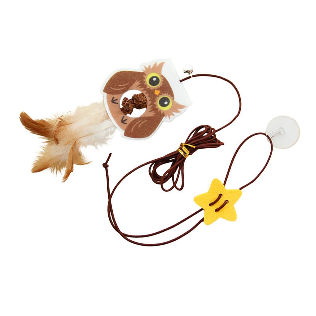 Einziehbares Katzenfeder-Spielzeug 2 m langes elastisches Seil Katzenminze enthalten leuchtende Farben zum Aufhängen an der Tür Katze