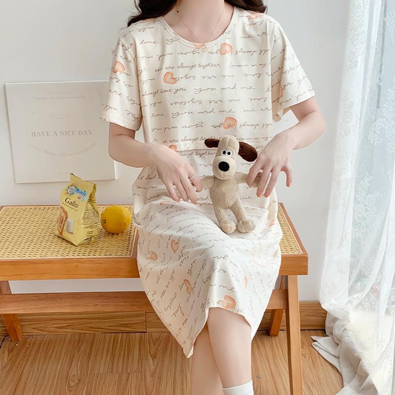 Cotton Nightgown for Pregnant Women: Short Sleeve Postpartum Breastfeeding Dress