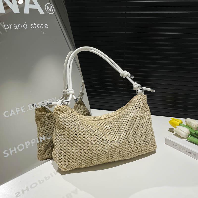 Handwoven bag women's 2025 new trendy fashion retro tote bag straw bag versatile large-capacity shoulder bag