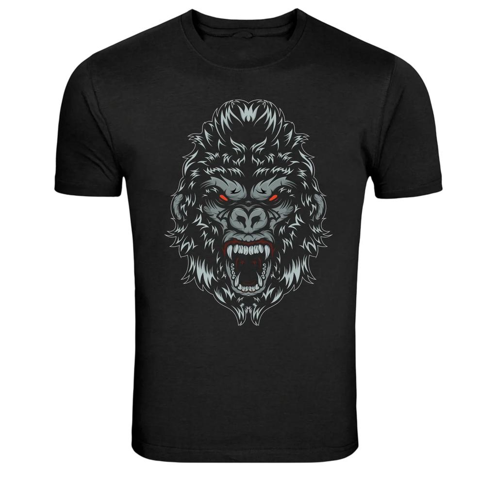 Angry Gorilla Head Graphic T-Shirt Fierce Ape Animal Tee