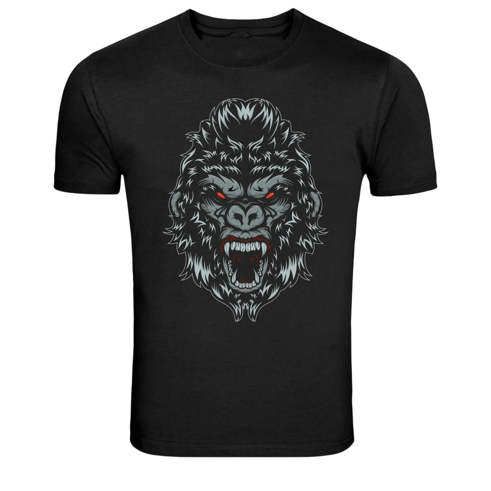 Angry Gorilla Head Graphic T-Shirt Fierce Ape Animal Tee M