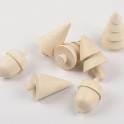 Unfinished Wooden DIY Tree Painted Crafts DIY Blank Acorn Blank Painting Toy Miniature Christmas Supplies Decoration Kids Gift