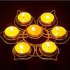 Seven Star Lotus Lamp Holder - Metal Tabletop Candle Stand, Lacquered Finish, a Set of Lotus Shaped Candle Holders