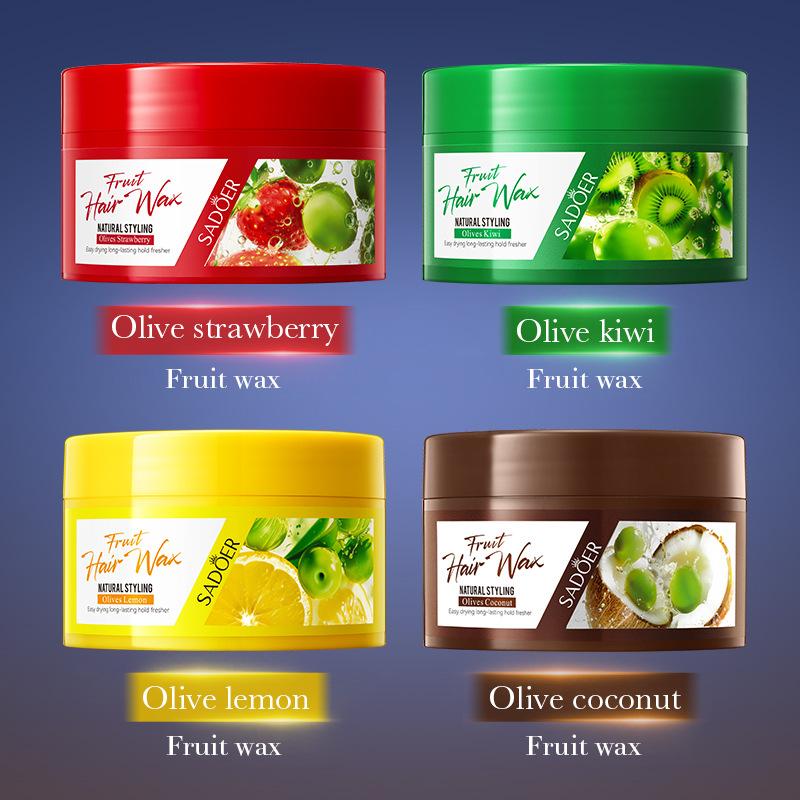 Olive coconut fruit hair wax fixes hair and is easy to clean hair mud.