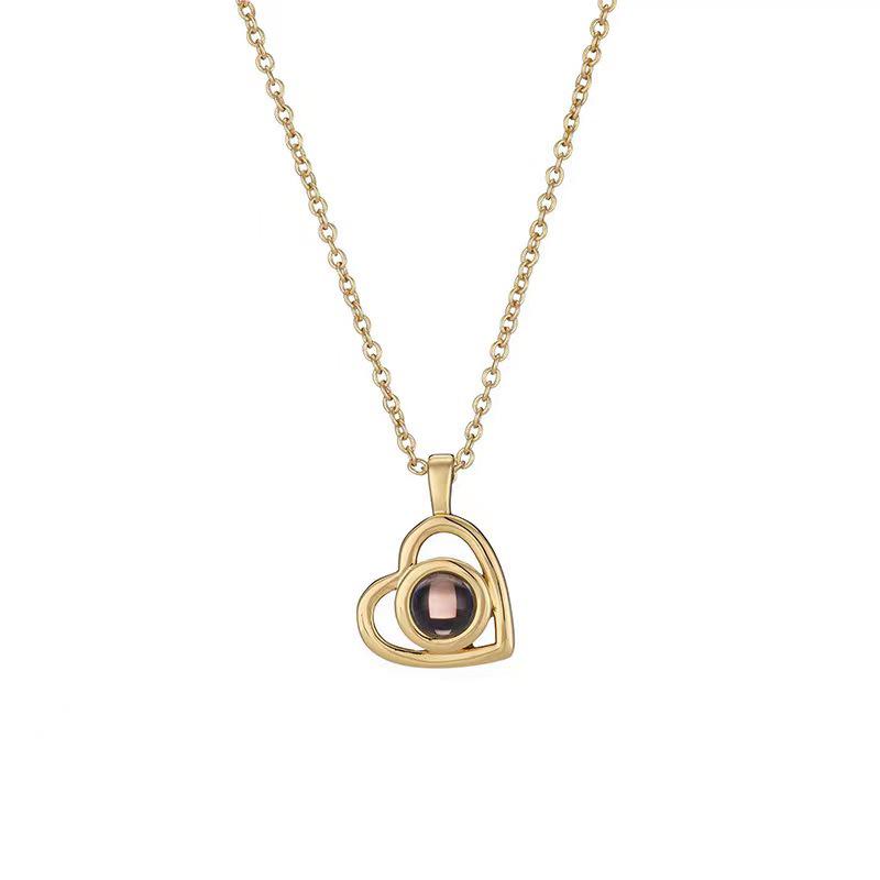 925 Sterling Silver Heart Pendant with 'I Love You' In 100 Languages and Custom Color Photo/Text Projection